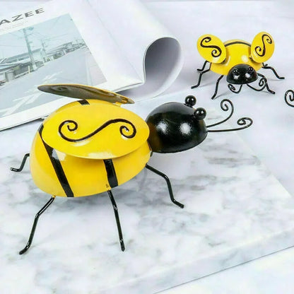 1/4dbs beállított dekoratív fém méh figurák művészeti otthoni dekoráció méh hátsó udvar kerti akcentus fal dísz rovarok miniatűrök miniatűrök