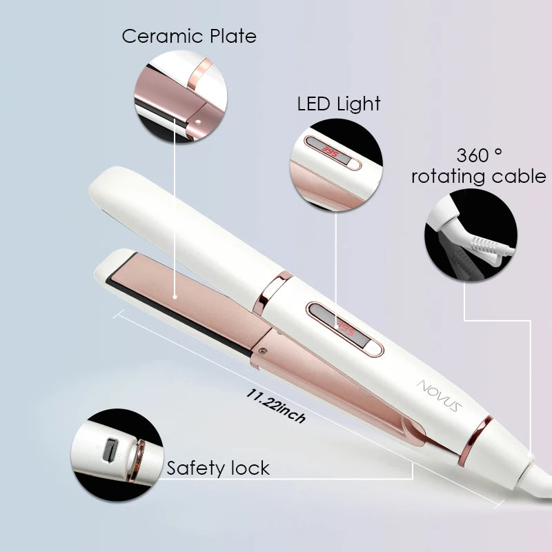 Novus 2 in 1 Haarglätter Haarton Haken Professionelle Keramik Flacheisen für kurze Haare und Männer Bart Glättung