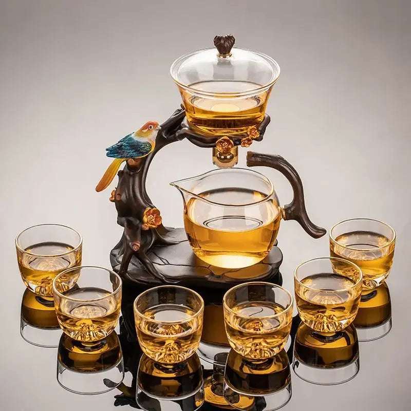 2024 New Glass Automatic Tea Set for Household Light Luxury High-end Teacup Magnetic Teapot Lazy Tea Maker