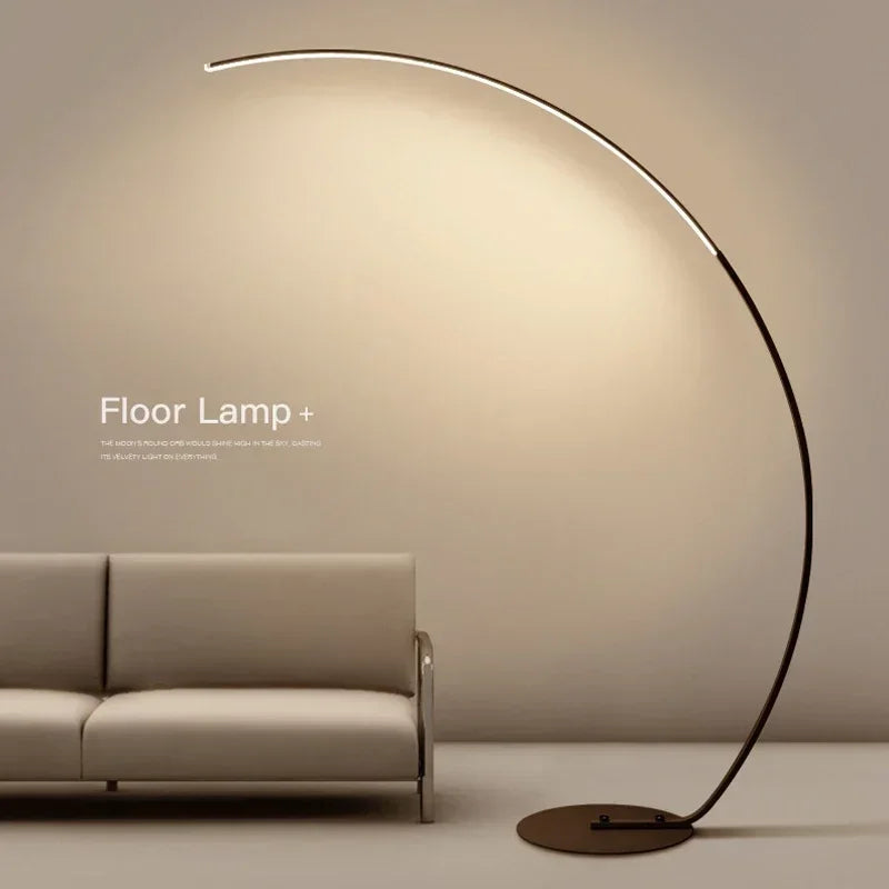 SANDYHA Nordic LED Floor Lamps for Living Room Half Moon Arc Design Light Fixture Bedroom Bedside Table Lighting Home Decoration