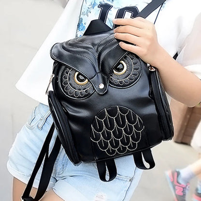 Mochila de coruja em relevo PU, mochila de animal de desenho animado e fofo, Back de viagem para mulheres da moda