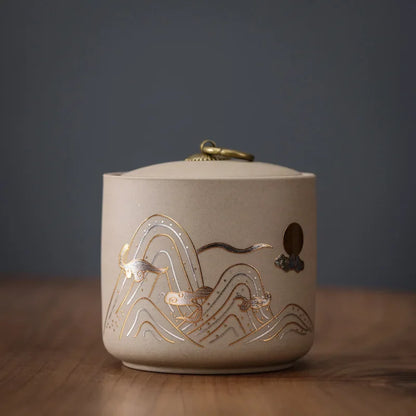 New Ceramic Red Porcelain Tea Jar Creative Sealed Storage Tank Black Tea Puer Storage Kitchen Storage Tool