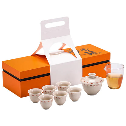 White Porcelain Simple Teaware Suit Japanese Retro Creative Ceramics Handmade Home Teapot Kung Fu Teaware Gifts