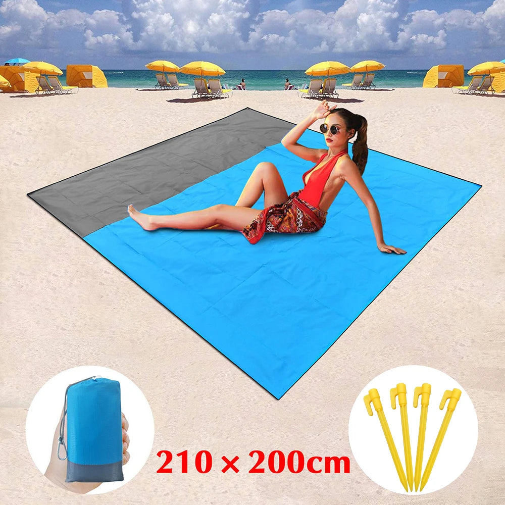 2 x 2.1M / 2 x 1.4M Waterproof Beach Blanket Outdoor Portable Picnic Mat Camping Ground Mat Mattress Multifunctional Blanket