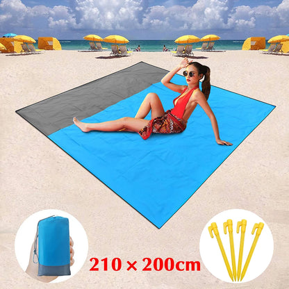 2 x 2,1m / 2 x 1,4m cobertor de praia à prova d'água ao ar livre portátil piquenique tapete de camping colchão de colchão multifuncional cobertor