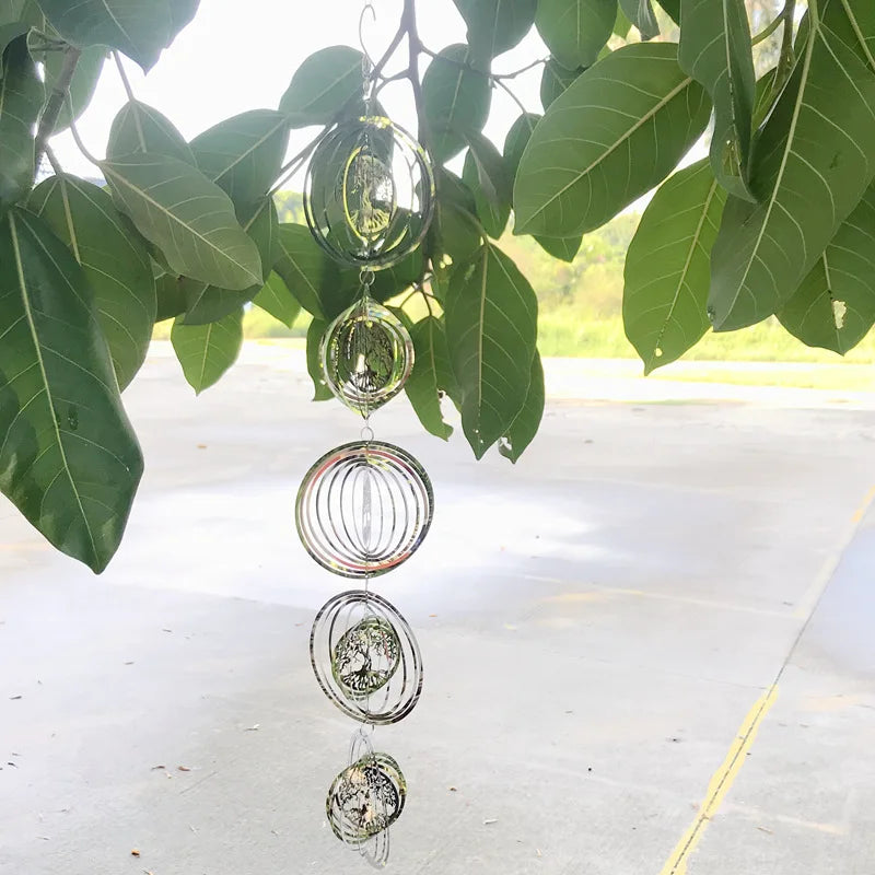 3D rrotulluese e erës rrotulluese Tree of Jete Bell Bell Spinner për dekor në shtëpi Kopshti estetik i varur dekorimi