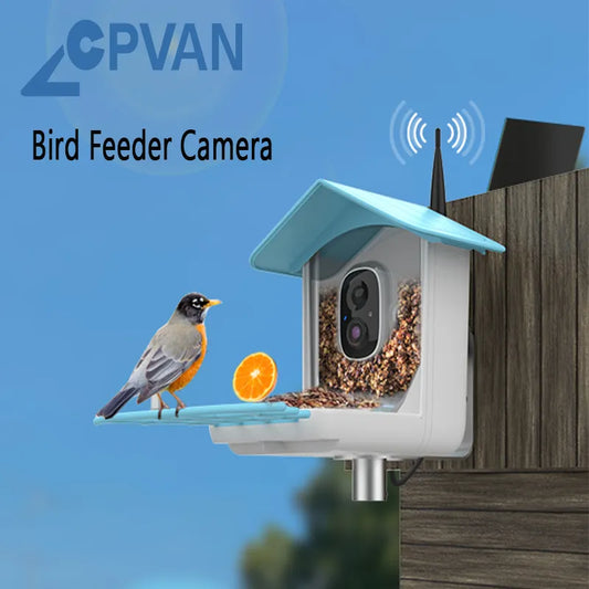 كاميرا تغذية الطيور الذكية 2.4G واي فاي لاسلكية في الهواء الطلق HD 1080P مع لوحة طاقة شمسية ساعة الطيور كاميرا التقاط تلقائي لإشعار فيديو الطيور