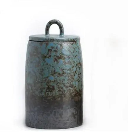 Japanese Ceramic Sealed Tea Caddy Coarse Pottery Large Vintage Spice Jar Household Candy Storage Tank Food Container Canister