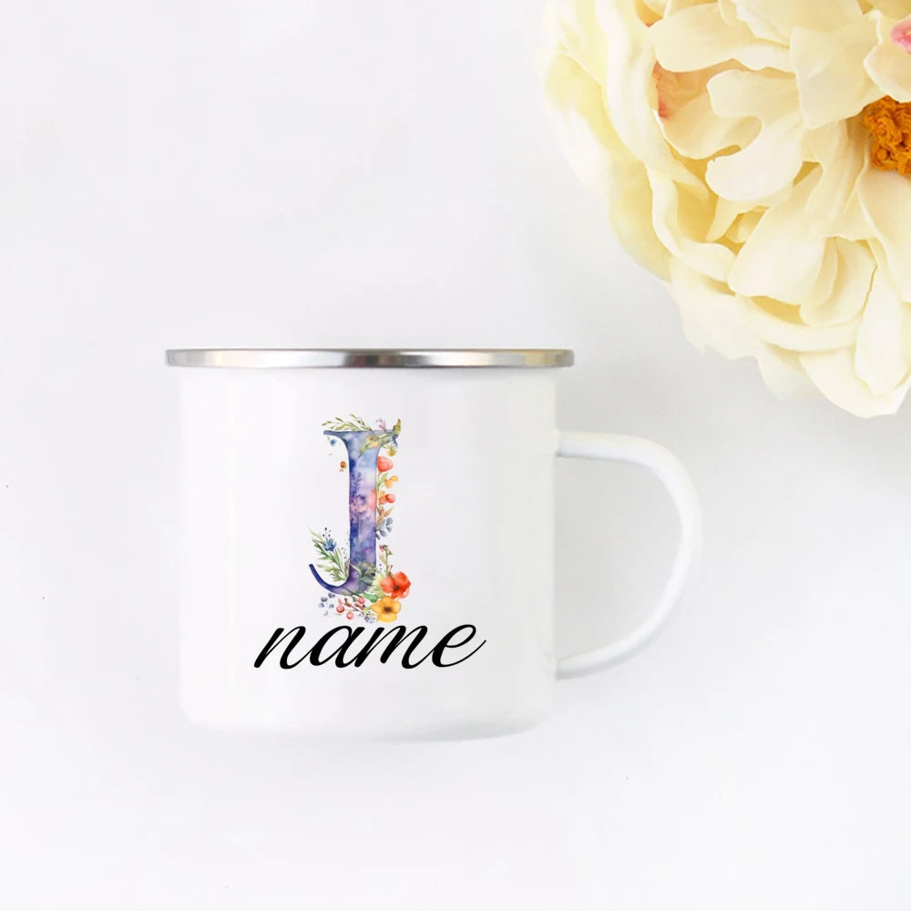 Personalized Floral Initial Name Cup Custom NameTea Coffee Hot Chocolate Mug Bride Bridesmaid Mothers Day Gift for Her