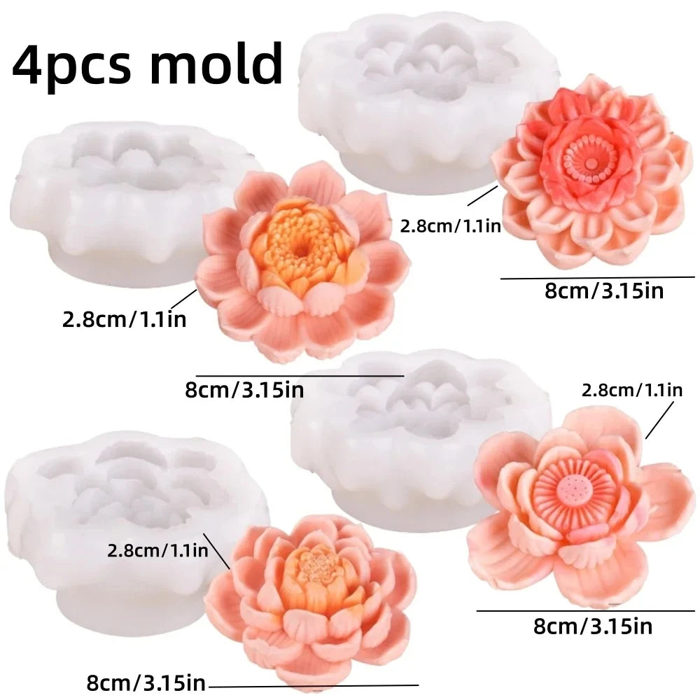 New 3D Rose Bouquet Candle Silicone Mold Chrysanthemum Flower Cluster Resin Mold Flower Peony Gypsum Mold Valentine's Day Gift
