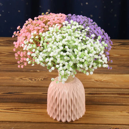 30 hrebeň 29 cm Bábätká dych umelé kvety plastové plasty Gypsophila DIY kvetinové kytice usporiadanie pre svadobnú dekoráciu