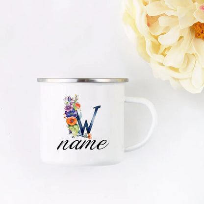 Personalized Floral Initial Name Cup Custom NameTea Coffee Hot Chocolate Mug Bride Bridesmaid Mothers Day Gift for Her