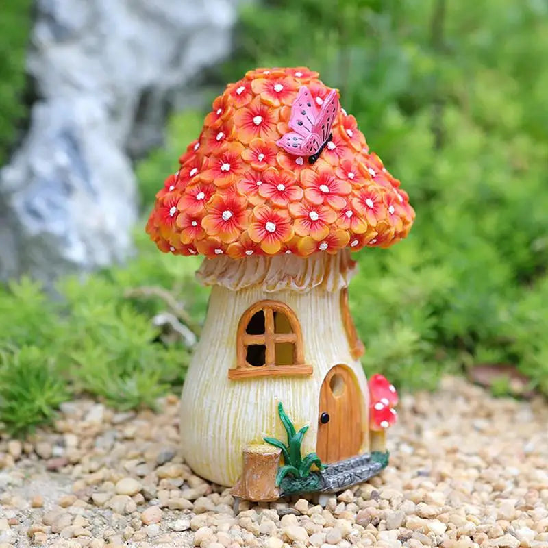 Funghi solari graziosi in resina casa di funghi fata decorazione giardino decorazione unica luci solari per decorazioni di funghi da esterno scultura
