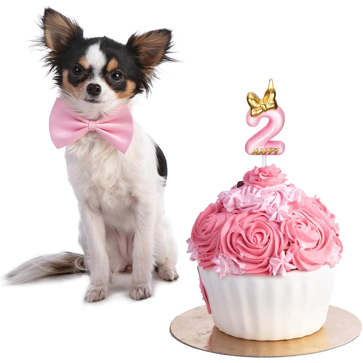 Gandle rozë për ditëlindjen e qirinjve vajzë gëzuar ditëlindjen e tortës së tortës së topit të pjekjes së ribashkimit të ribashkimit të përvjetorit të përvjetorit (numri 2)