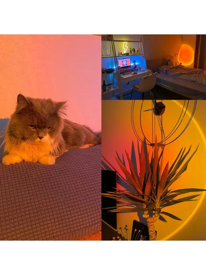 USB Sunset Lamp Sunset Ambiance Night Light Projector Lamp for Bedroom Atmosphere Light Wall Decor Gift