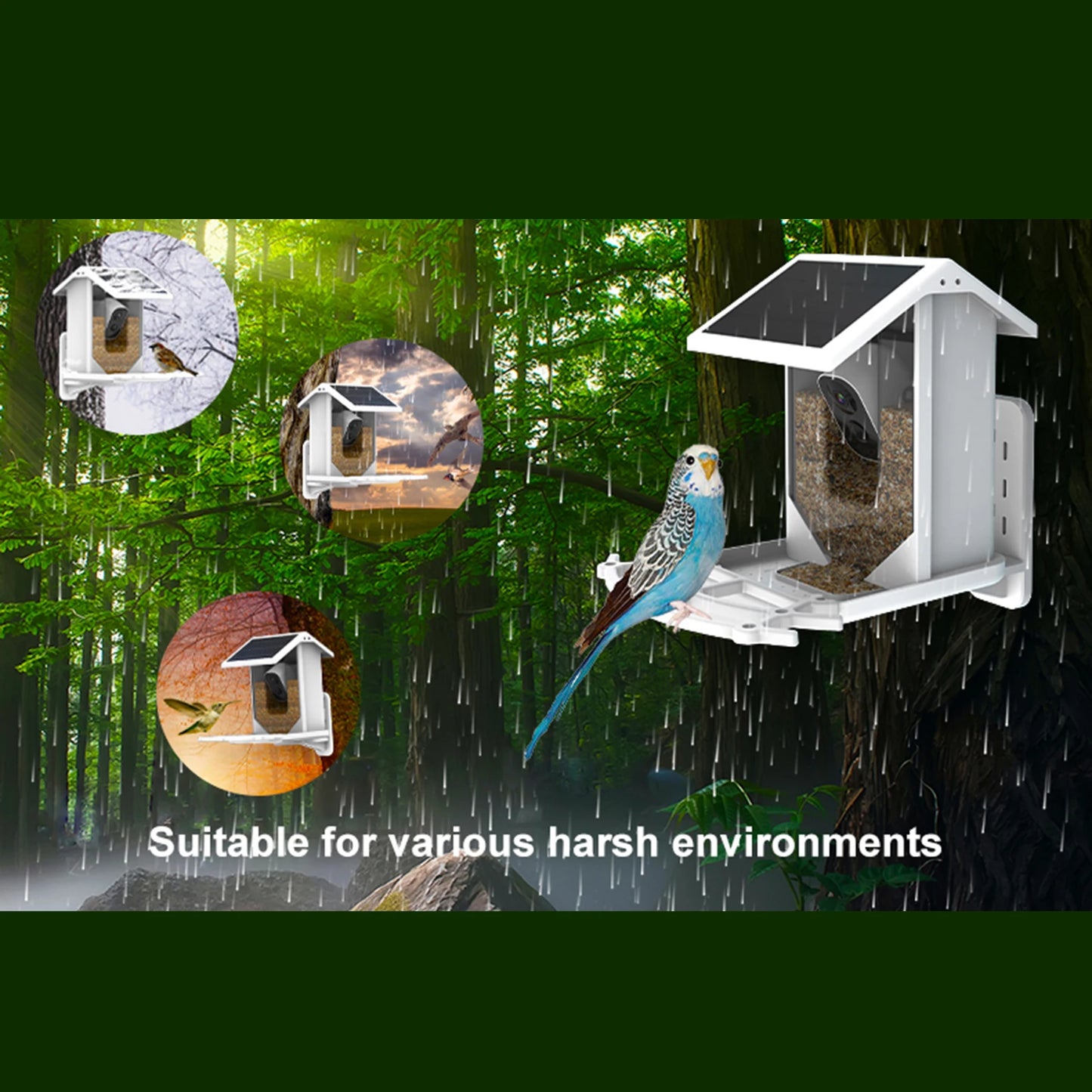 Smart Bird Feeder with Camera Solar Powered Waterproof for Garden Bird Watching Camera for Canary Hummingbirds Orioles Owls Dove