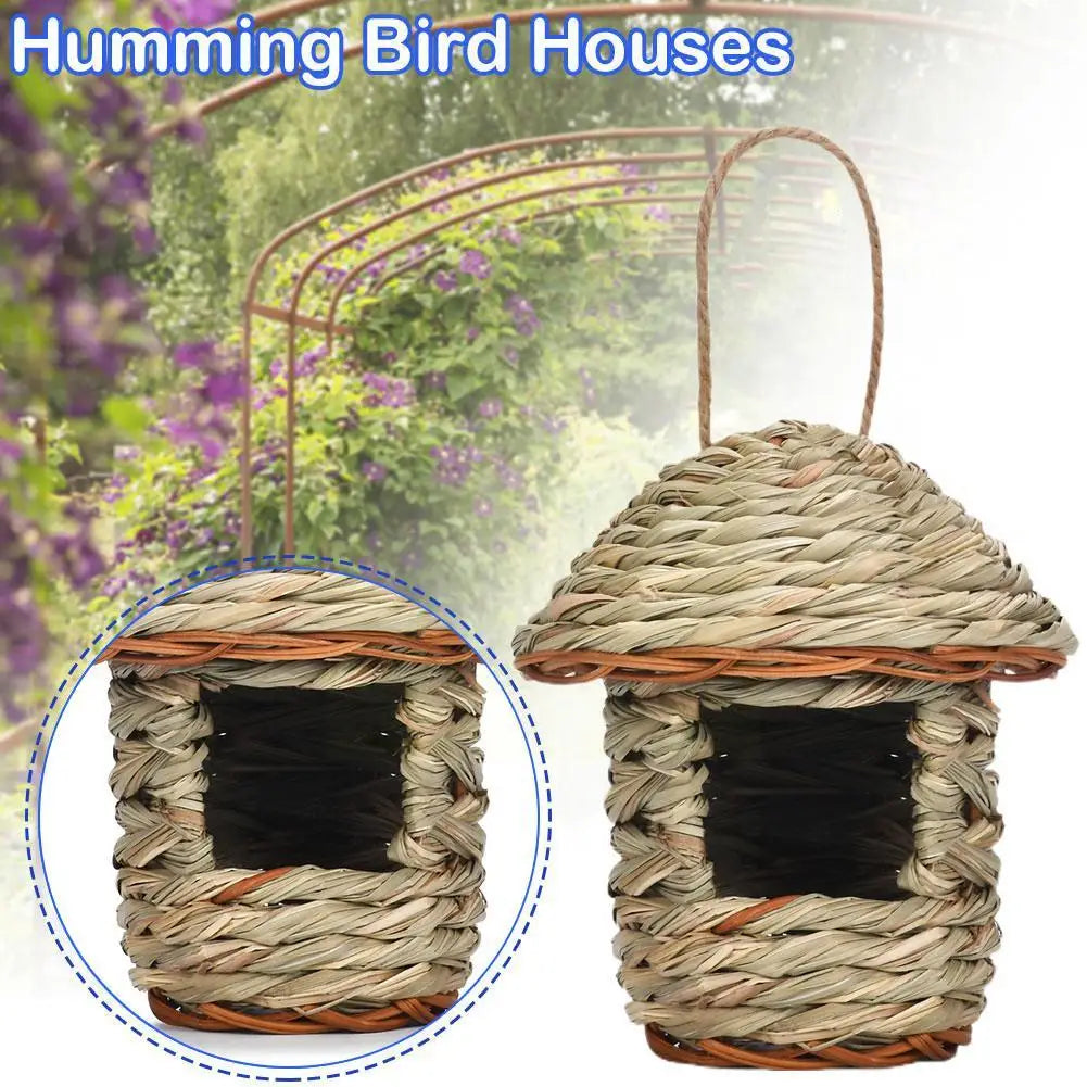 Varja e Hummingbird Bird House Bird Bird's Foleja e Zogut në Kopshtin e Kashtës së Woven House Hut Straw Birdhouse House Handwoen H5G8