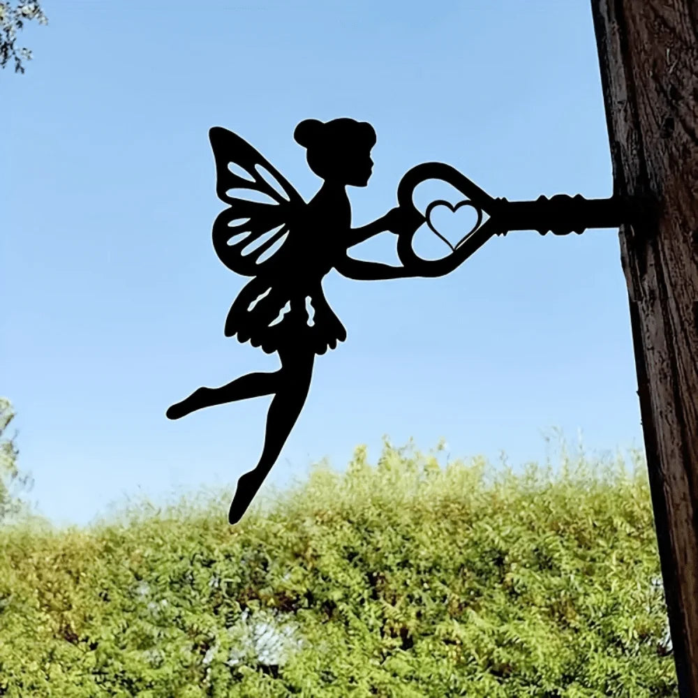 Angel on Branch Steel Silhouette Metal Art Fairy Silhouette Ornament Wall Art Home Garden Yard Patio Patio Standbeeld Decoratie