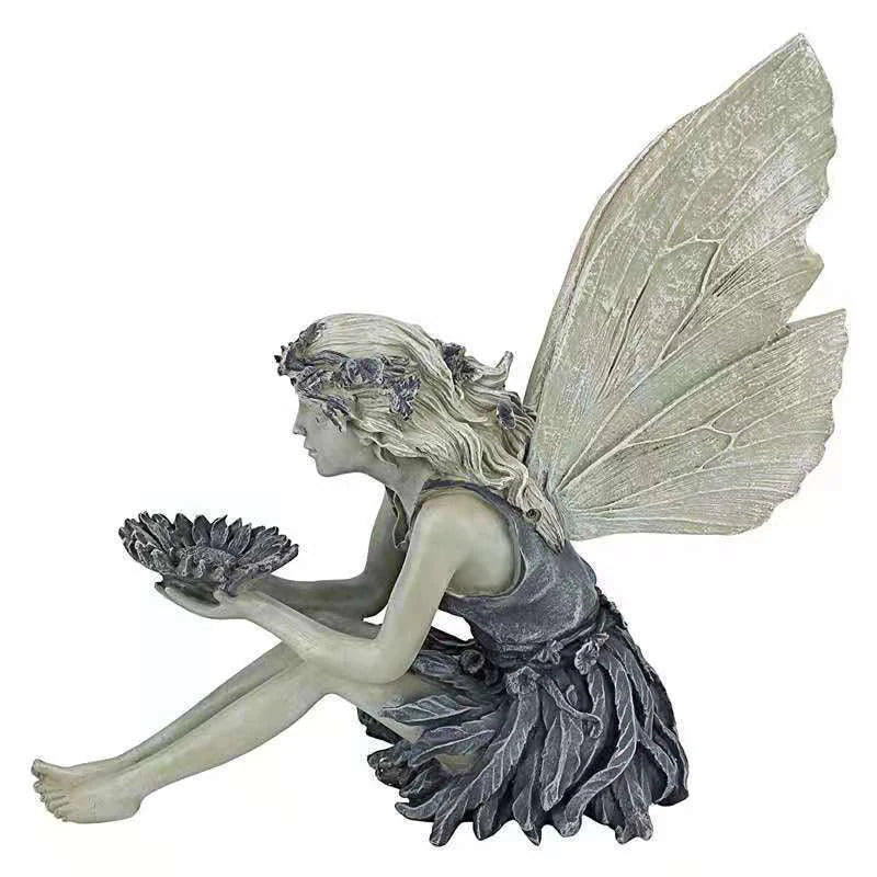 Fairy Statue Resin Ornament Garden Decoratie Angel Figurine Peaful Gebed Girl Sculpture Craft Retro Desktop Ornament