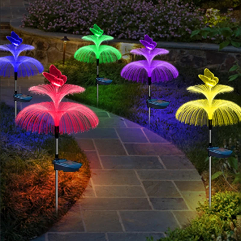 Napenergia kerti lámpák kültéri kettős rétegű medúza és pillangófények vízálló gyep terasz táj dekorációs lámpa 1/2/4/6 PCS