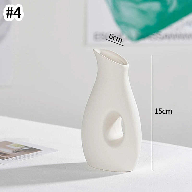 White Ceramic Vase Modern Decorative Vase for Pampas Grass Minimalist Flower Vases for Centerpiece Wedding Office Home Decor