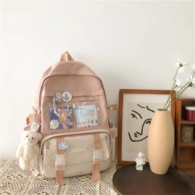 Kawaii Women Backpack Waterproof School Bag For Teenager Girl Student Country Mouse