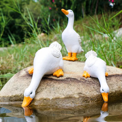Śliczna żywica z żywicy ogrodowej Statua podwórka staw Ducks dekoracja ptak