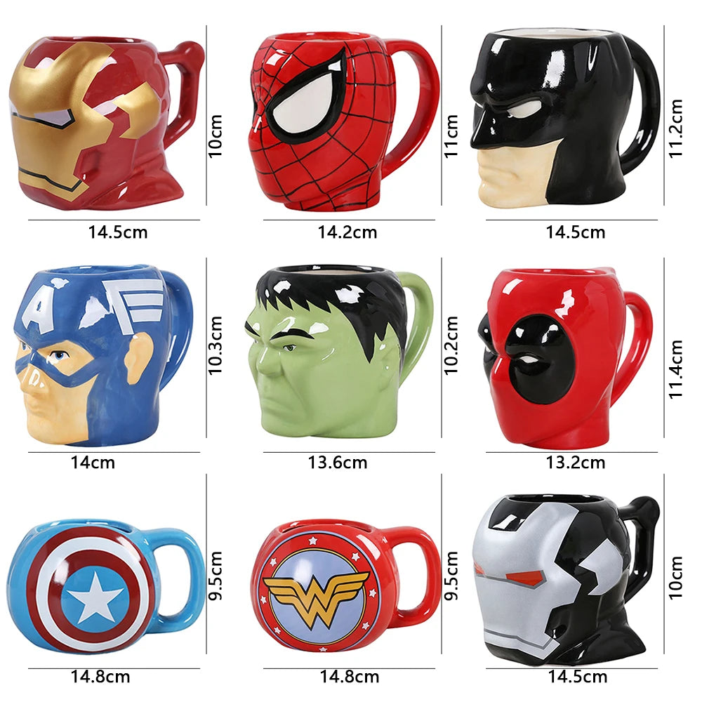 450-500ml Ceramics Mug Marvel Avengers Iron Man The Hulk Super Captain America Batman Magical Woman Hero Mug Milk cup Coffee cup