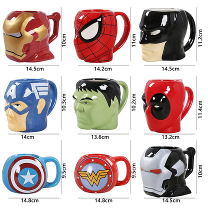 450-500ml Ceramics Mug Marvel Avengers Iron Man The Hulk Super Captain America Batman Magical Woman Hero Mug Milk cup Coffee cup
