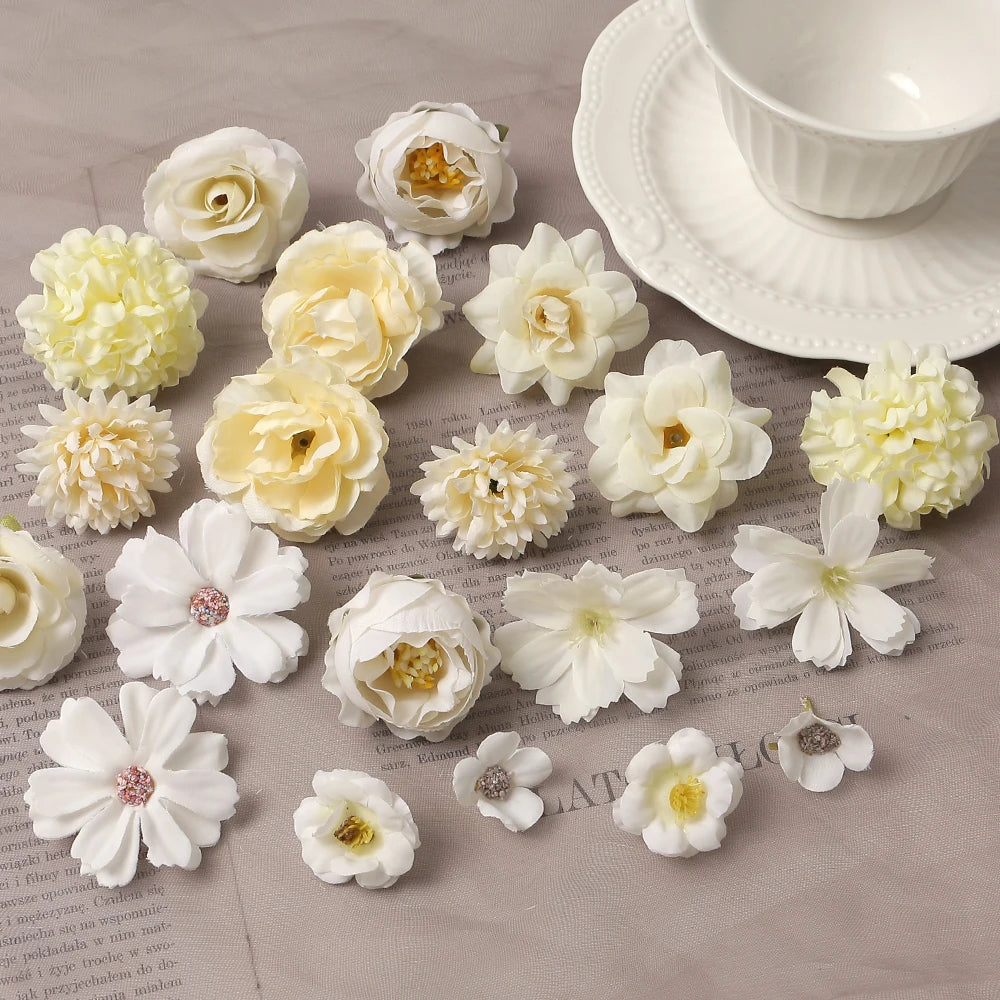 20/14 יחידות/מגרש פרחים מלאכותיים מעורבים משי ורד פרח מזויף לעיצוב הבית קישוט חתונה DIY מלאכת גרלנד אביזרי מתנה