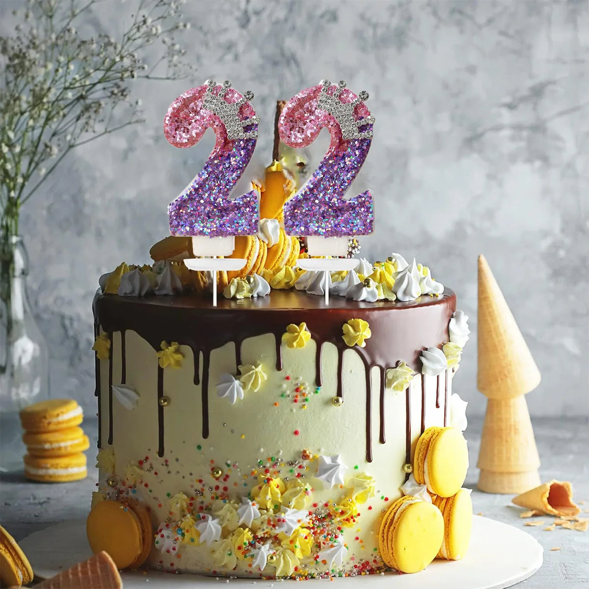 Número de 2º aniversário vela de princesa Crown Candle de bolo para festa de aniversário grande velas fofas para decoração