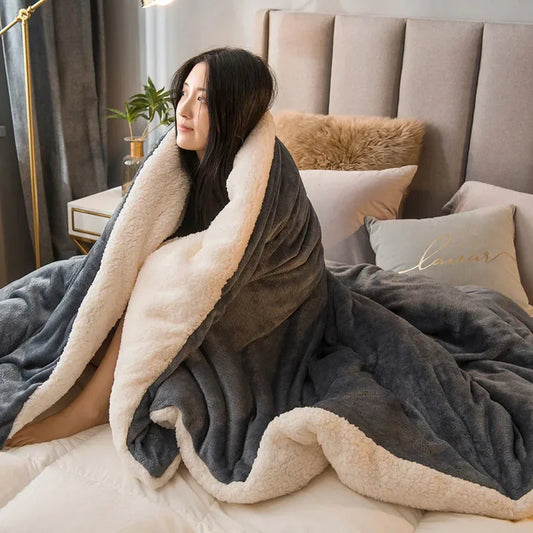 Gyapjú dobás takaró tartsa meg a meleg téli ágytakarók dupla oldalú queen paplan fedele kemping dupla ágytakaró ágytakaró az ágyon