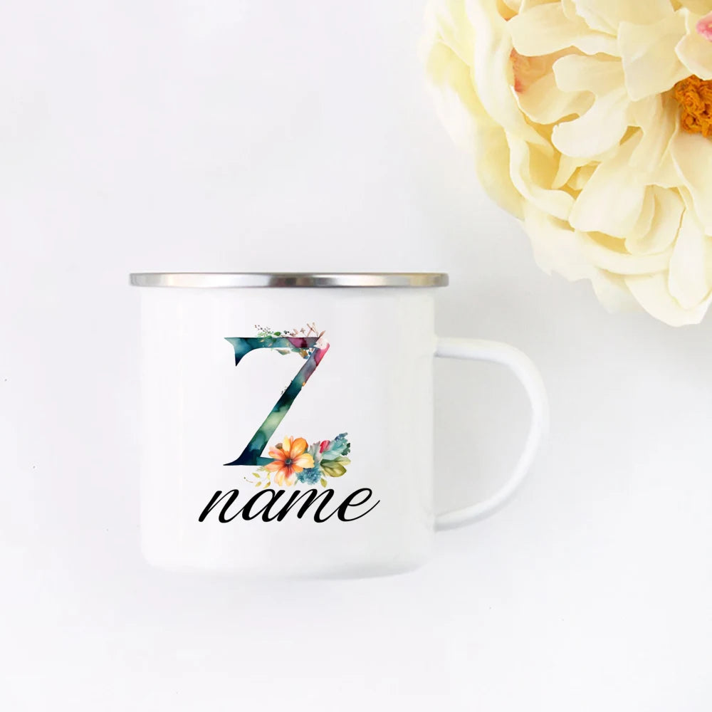 Personalized Floral Initial Name Cup Custom NameTea Coffee Hot Chocolate Mug Bride Bridesmaid Mothers Day Gift for Her