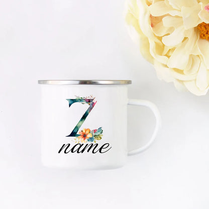Personalized Floral Initial Name Cup Custom NameTea Coffee Hot Chocolate Mug Bride Bridesmaid Mothers Day Gift for Her
