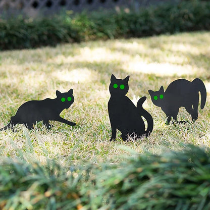 3pcs Simulação Black Cat Decoration Sinal de Halloween Card de Halloween Garden Garden Garden Yard Decor adereços