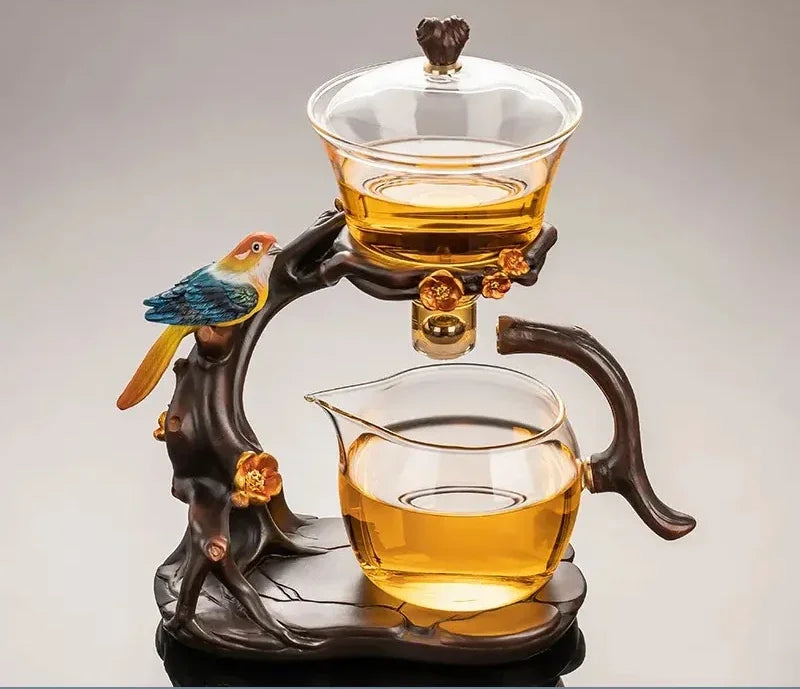 2024 New Glass Automatic Tea Set for Household Light Luxury High-end Teacup Magnetic Teapot Lazy Tea Maker