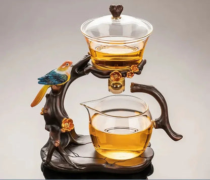 2024 New Glass Automatic Tea Set for Household Light Luxury High-end Teacup Magnetic Teapot Lazy Tea Maker
