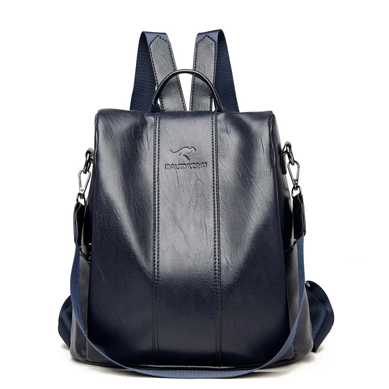 Anti-krádež kožená batoh Ženy Vintage ramenní taška dámy Vysoká kapacita Travel Backpack School tašky dívky mochila feminina