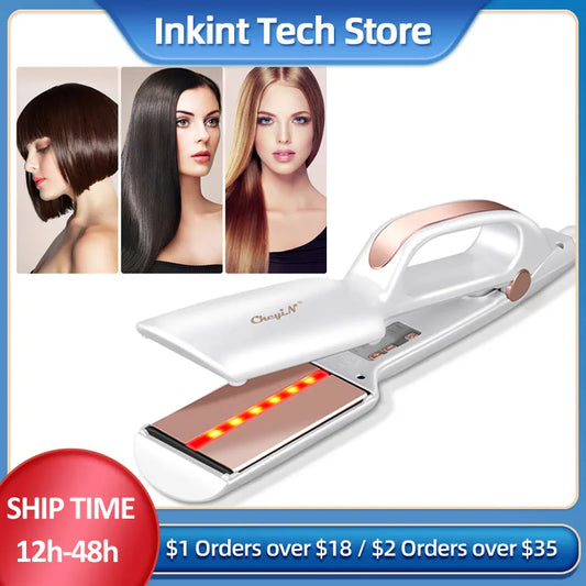 Ckeyin Professional Hair Slagers Ultra Wide Hair Plank Flat Iron Hot Comb Electric Slager Kapselstijl Styling Tools