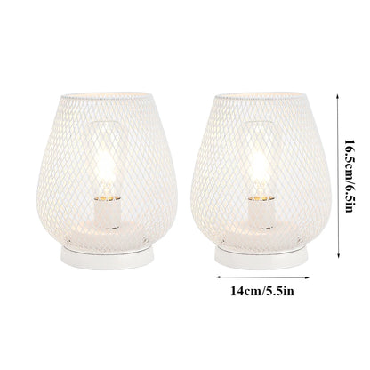 2Pcs White Metal Table Lamp Battery Operated Lamp Outdoor Lantern with LED Edison Bulb for Weddings Party Patio Event Home Decor