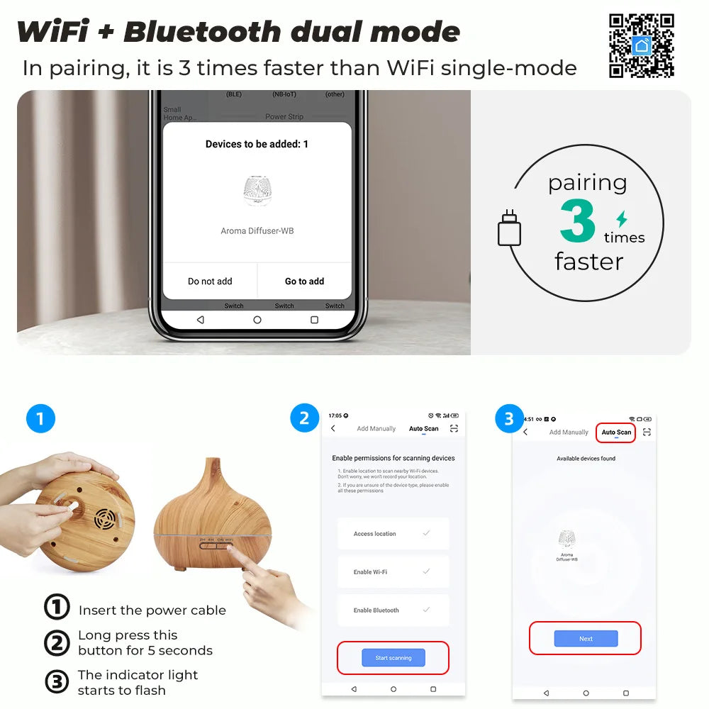 Tuya Smart Wi -Fi Humidifier Niezbędny aromat
