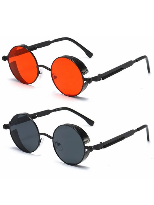 Kovové slnečné okuliare Steampunk Men Mence módne okuliare značky značky Vintage Sun Gula