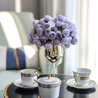 27 Cabezas Bouquet de peonía de seda artificial Mesa de decoración del hogar de lujo Fotografía de flores Flower Flower Wedding Flower