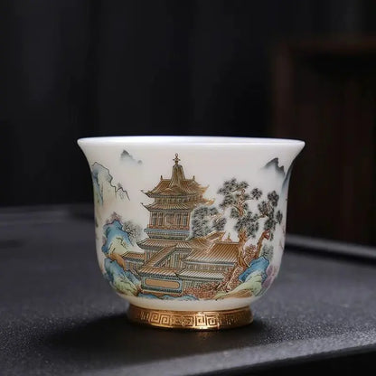 China Ceramic Unusual Glaze Jingdezhen Porcelain Cup Glaze Aesthetic For Kung Fu Puer Oolong Tieguanyin Flower Tea Ceremony