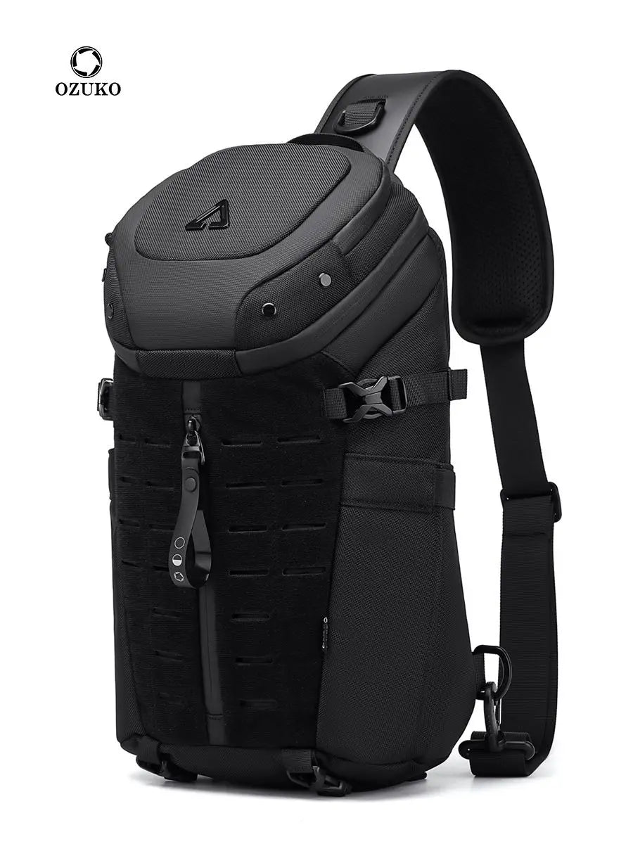 Ozuko torba na klatkę piersiową dla mężczyzn Wodoodporna USB Crossbody Bag anty-kradzież Krótka podróż Wysłannik Projektowanie mody projektantka klatki piersiowej