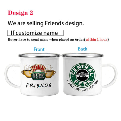 Personalised Name Friends Tv Show Central Perk Mug 11oz Enamel Wholesale Coffee Mugs Tea Cup Gift For Friends Dropshipping