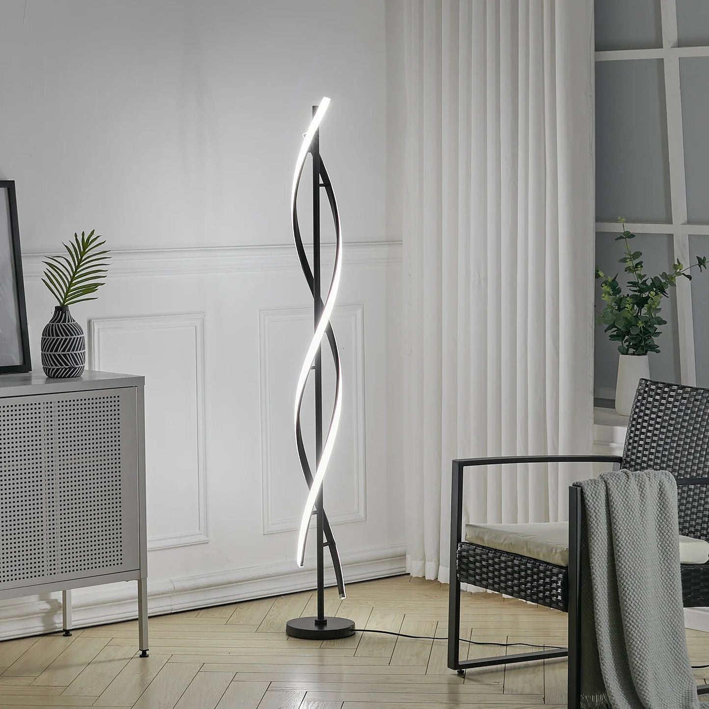 Black 60W Modern LED Floor Lamp for Living Room