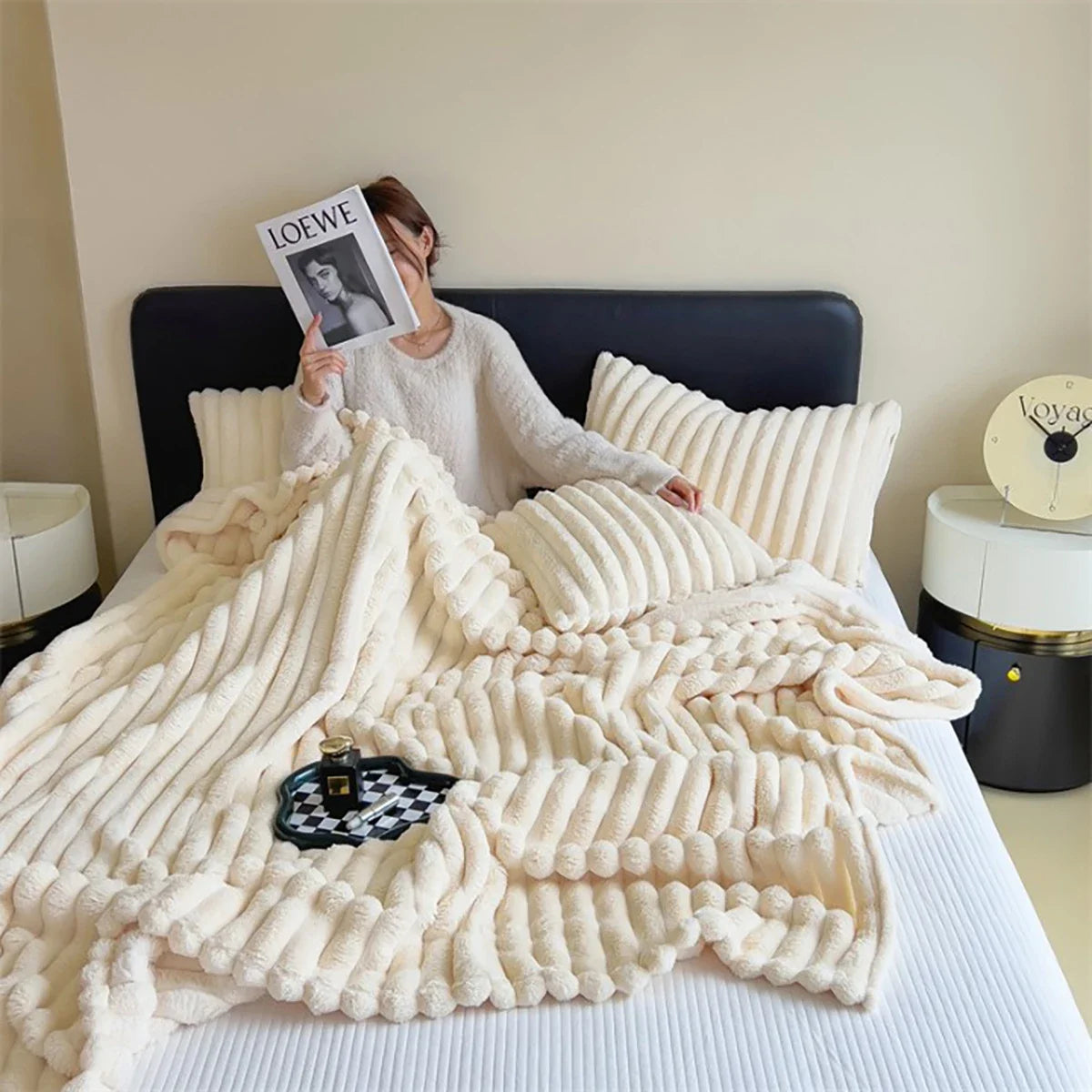 Neue künstliche Kaninchen -Plüsch Herbst warme Decken für Betten weiche Koralle Fleece -Sofa werfen Decke bequem verdickte Bettlaken