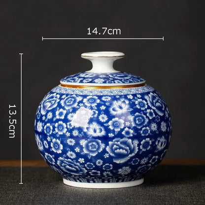 Blue and White Porcelain Tea Canister Ceramic Tea Organizer Box Storage Jars Desk Decoration Tea Jar Coffee Container Tea Caddy