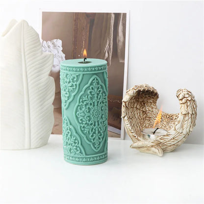Molde de vela de silicone de coluna de renda para aromaterapia de aromaterapia ornamentos de gesso